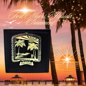 Fort Myers Florida Brass Ornament, Personalize with Year Charm 2018 to 2026
